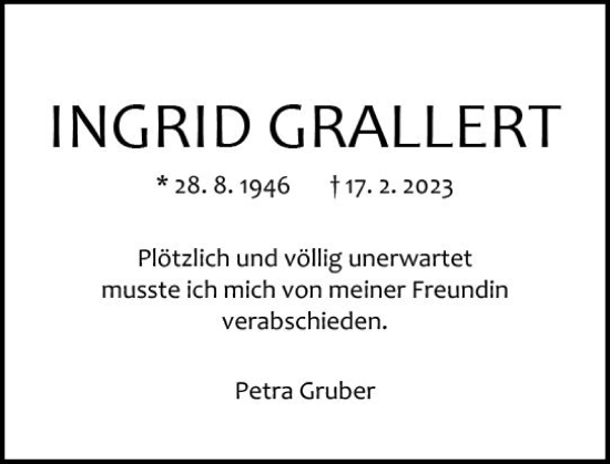 Traueranzeige von Ingrid Grallert von Odenwälder Echo