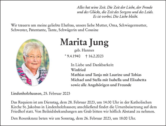 Traueranzeige von Marita Jung von Nassauische Neue Presse