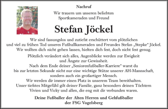 Traueranzeige von Stefan Jöckel von VRM Trauer