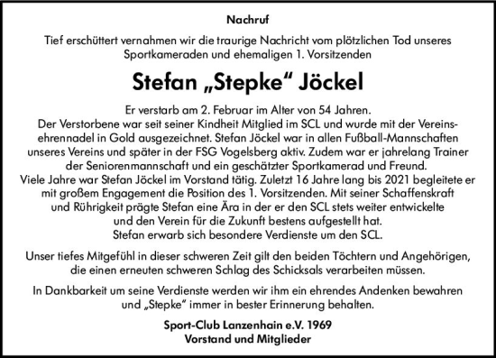 Traueranzeige von Stefan Jöckel von VRM Trauer