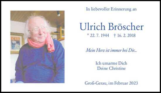 Traueranzeige von Ulrich Bröscher von Groß-Gerauer Echo