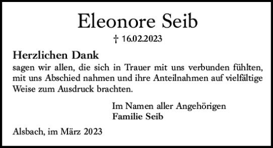 Traueranzeige von Eleonore Seil von Darmstädter Echo