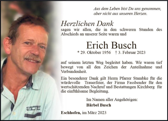 Traueranzeige von Erich Busch von Nassauische Neue Presse