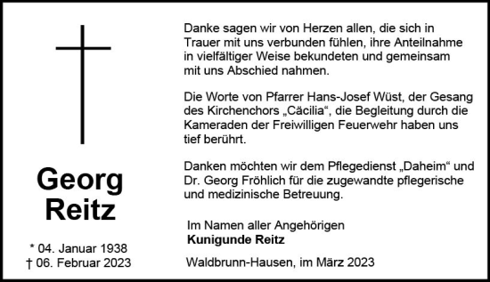 Traueranzeige von Georg Reitz von Nassauische Neue Presse