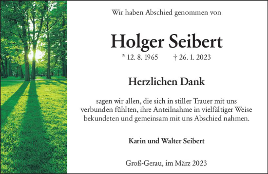 Traueranzeige von Holger Seibert von Groß-Gerauer Echo