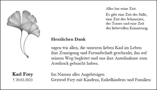 Traueranzeige von Karl Frey von Groß-Gerauer Echo