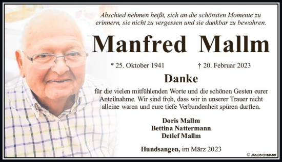 Traueranzeige von Manfred Mallm von Nassauische Neue Presse