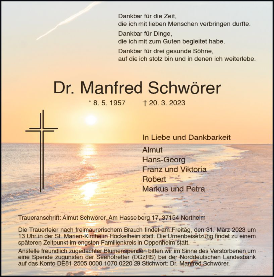 Traueranzeige von Manfred Schwörer von Allgemeine Zeitung Mainz