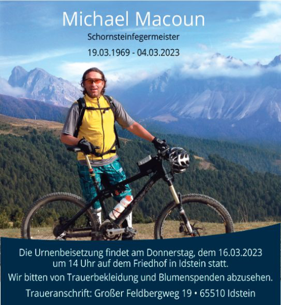 Traueranzeige von Michael Macoun von Wiesbadener Kurier
