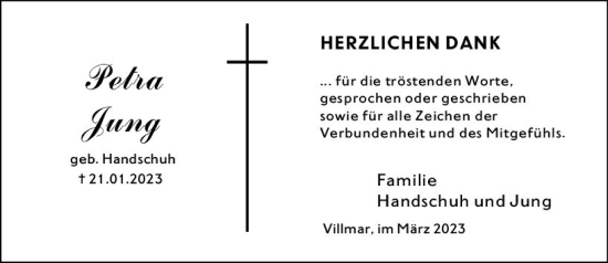 Traueranzeige von Petra Jung von Nassauische Neue Presse