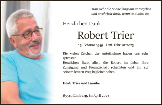 Traueranzeige von Robert Trier von Nassauische Neue Presse