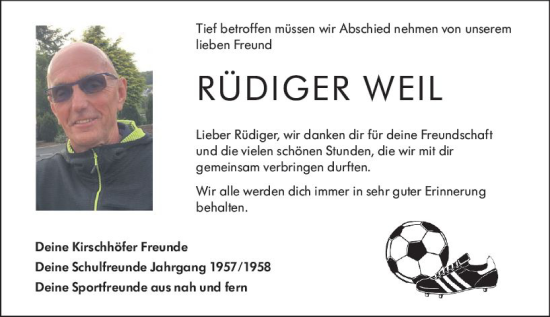 Traueranzeige von Rüdiger Weil von Weilburger Tageblatt