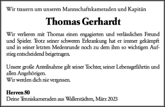 Traueranzeige von Thomas Gerhardt von Groß-Gerauer Echo