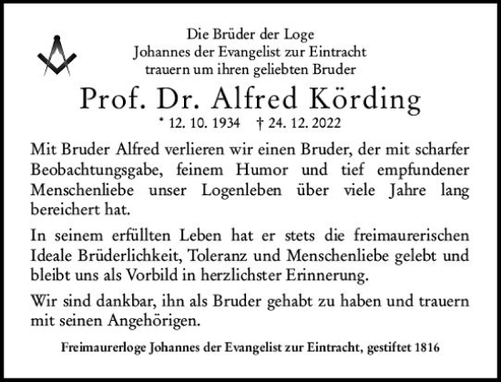 Traueranzeige von Alfred Körding von Darmstädter Echo