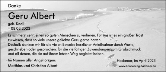 Traueranzeige von Geru Albert von Nassauische Neue Presse