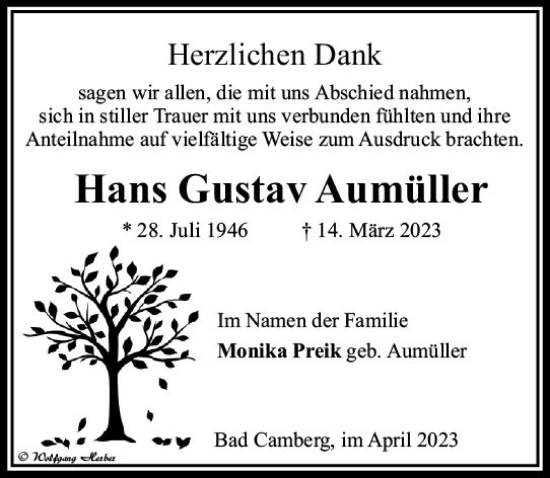 Traueranzeige von Hans Gustav Aumüller von Nassauische Neue Presse