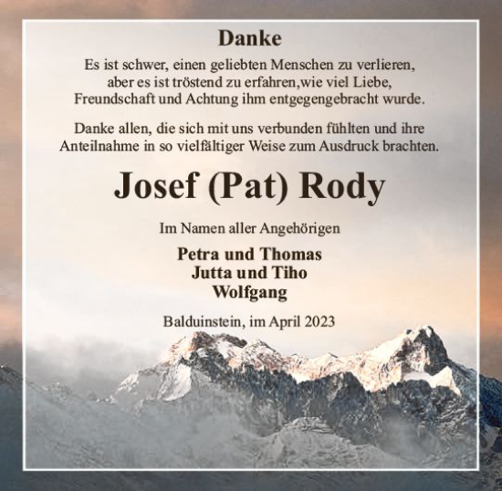 Traueranzeige von Josef Rody von Nassauische Neue Presse