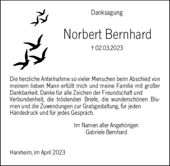 Traueranzeige von Norbert Bernhard von Allgemeine Zeitung Mainz