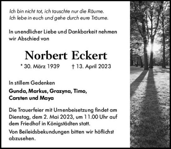 Traueranzeige von Norbert Eckert von Rüsselsheimer Echo