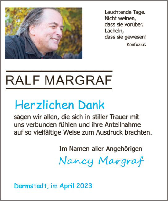 Traueranzeige von Ralf Margraf von Darmstädter Echo
