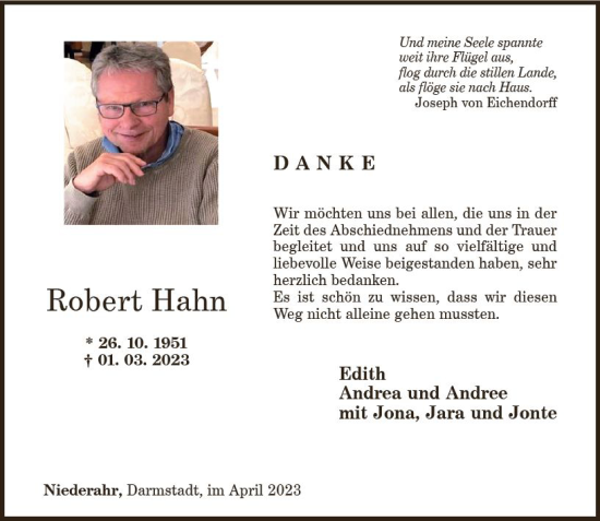 Traueranzeige von Robert Hahn von Nassauische Neue Presse