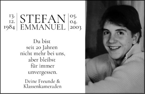 Traueranzeige von Stefan Emmanuel von Allgemeine Zeitung Bad Kreuznach