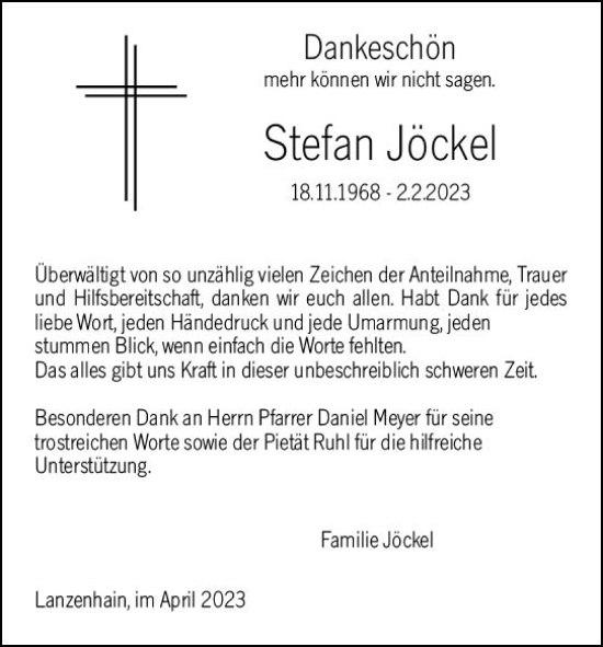 Traueranzeige von Stefan Jöckel von VRM Trauer