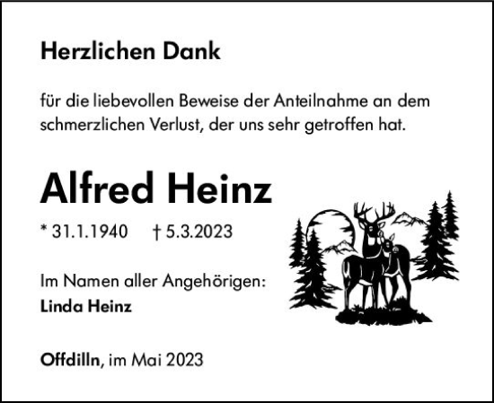 Traueranzeige von Alfred Heinz von Dill Block