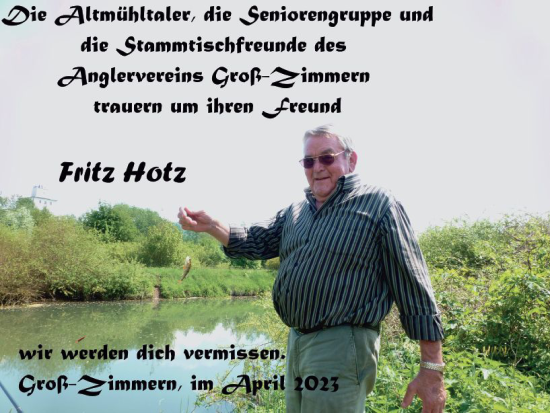 Traueranzeige von Fritz Hotz von Dieburger Anzeiger/Groß-Zimmerner Lokal-Anzeiger