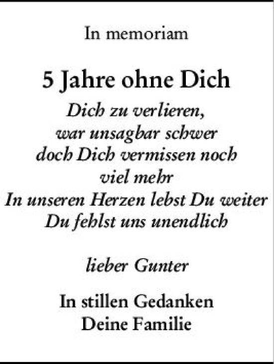 Traueranzeige von Gunter  von Wormser Zeitung