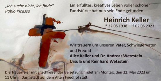 Traueranzeige von Heinrich Keller von Darmstädter Echo