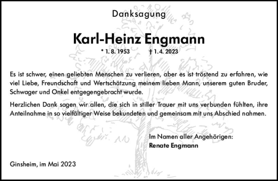 Traueranzeige von Karl-Heinz Engmann von Rüsselsheimer Echo