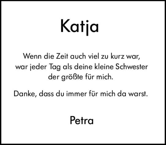 Traueranzeige von Katja  von Wiesbadener Kurier
