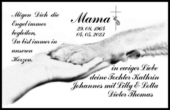 Traueranzeige von Mama  von Dill Block
