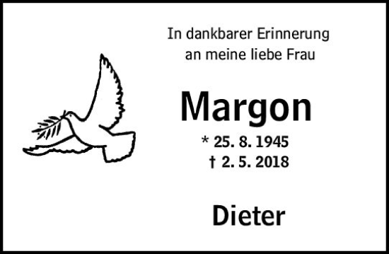 Traueranzeige von Margon Gärtner von Wiesbadener Kurier