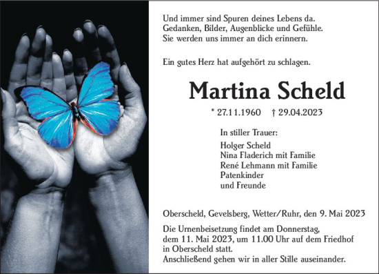 Traueranzeige von Martina Scheld von Dill Block