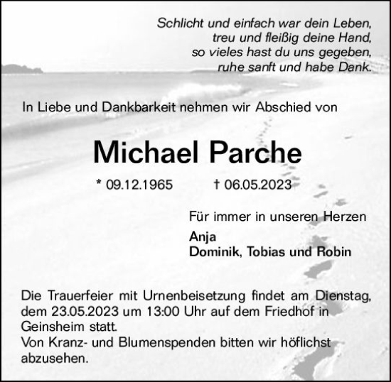 Traueranzeige von Michael Parche von Groß-Gerauer Echo