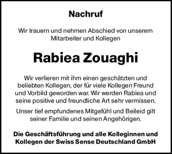 Traueranzeige von Rabiea Zouaghi von Darmstädter Echo