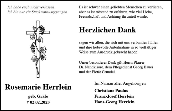 Traueranzeige von Rosemarie Herrlein von Wiesbadener Kurier