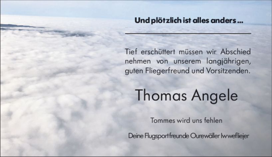 Traueranzeige von Thomas Angele von Odenwälder Echo