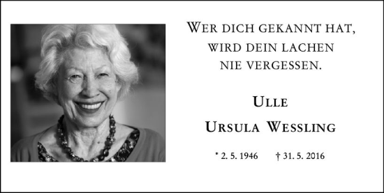 Traueranzeige von Ursula Wessling von Darmstädter Echo