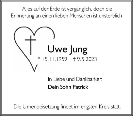 Traueranzeige von Uwe Jung von Rüsselsheimer Echo
