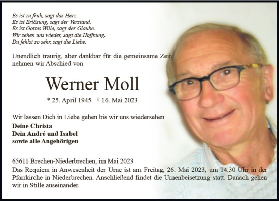 Traueranzeige von Werner Moll von Nassauische Neue Presse