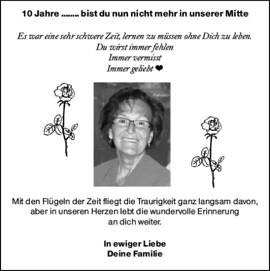 Traueranzeige von 10 Jahre  von Allgemeine Zeitung Bingen/Ingelheim