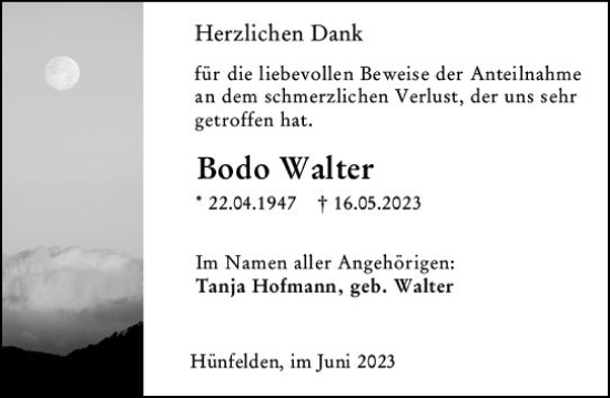 Traueranzeige von Bodo Walter von Nassauische Neue Presse
