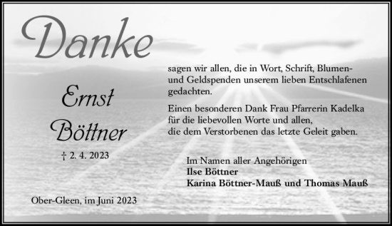 Traueranzeige von Ernst Böttner von VRM Trauer
