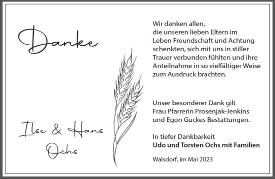 Traueranzeige von Hans Ochs von Camberger Anzeiger