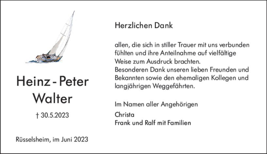 Traueranzeige von Heinz-Peter  Walter von Rüsselsheimer Echo