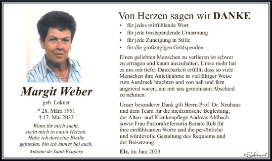 Traueranzeige von Margit Weber von Nassauische Neue Presse