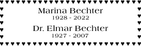 Traueranzeige von Marina Bechter von Wiesbadener Kurier